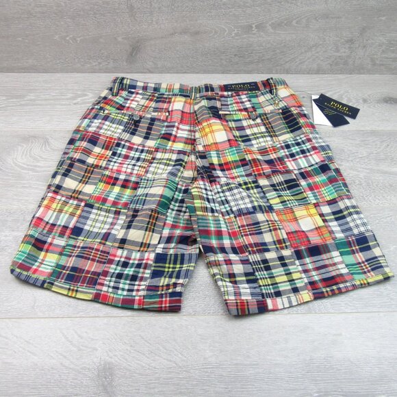 Polo Ralph Lauren Patchwork Madras Chino Shorts Classic Fit 9" Men's Size 34 NEW - Picture 7 of 15